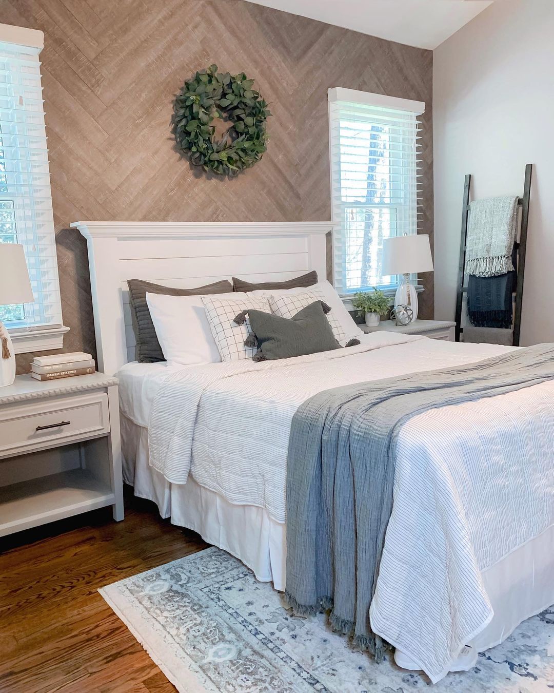 Contemporary Shiplap Headboard with Earthy Accents