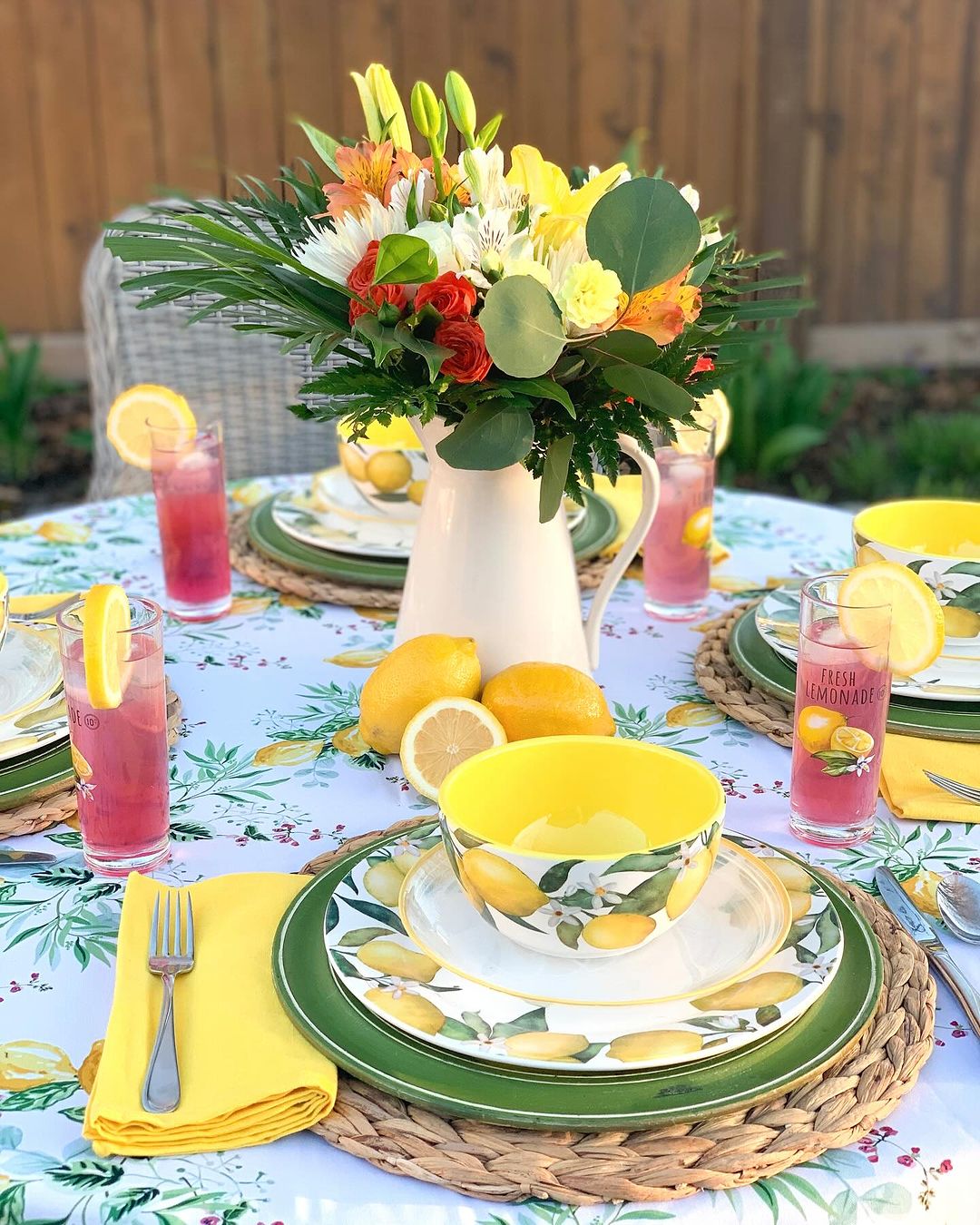 Citrus and Floral Delight Summer Table Decor