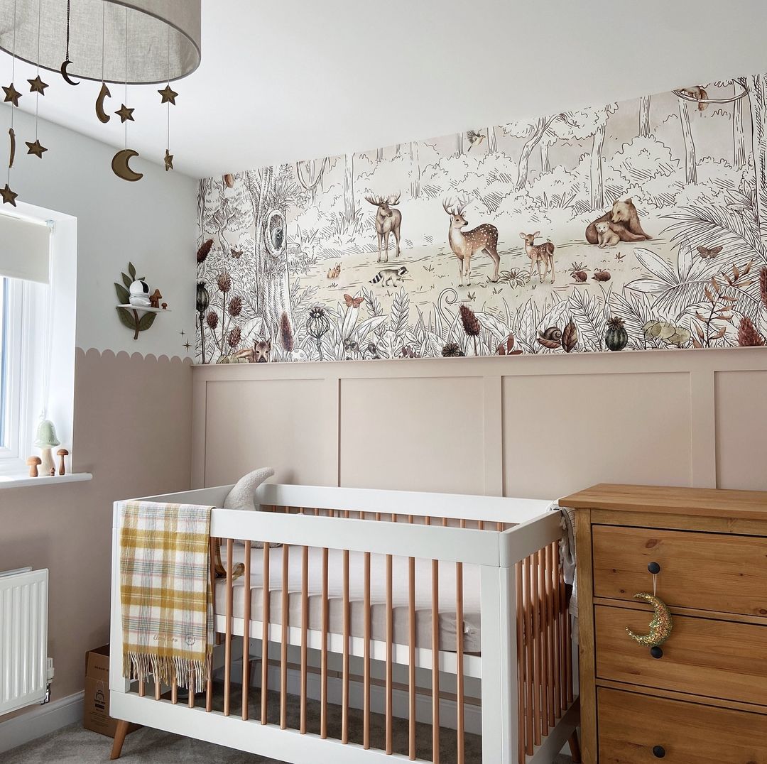 Enhance Your Nursery with a Woodland Mural and Soft Tones