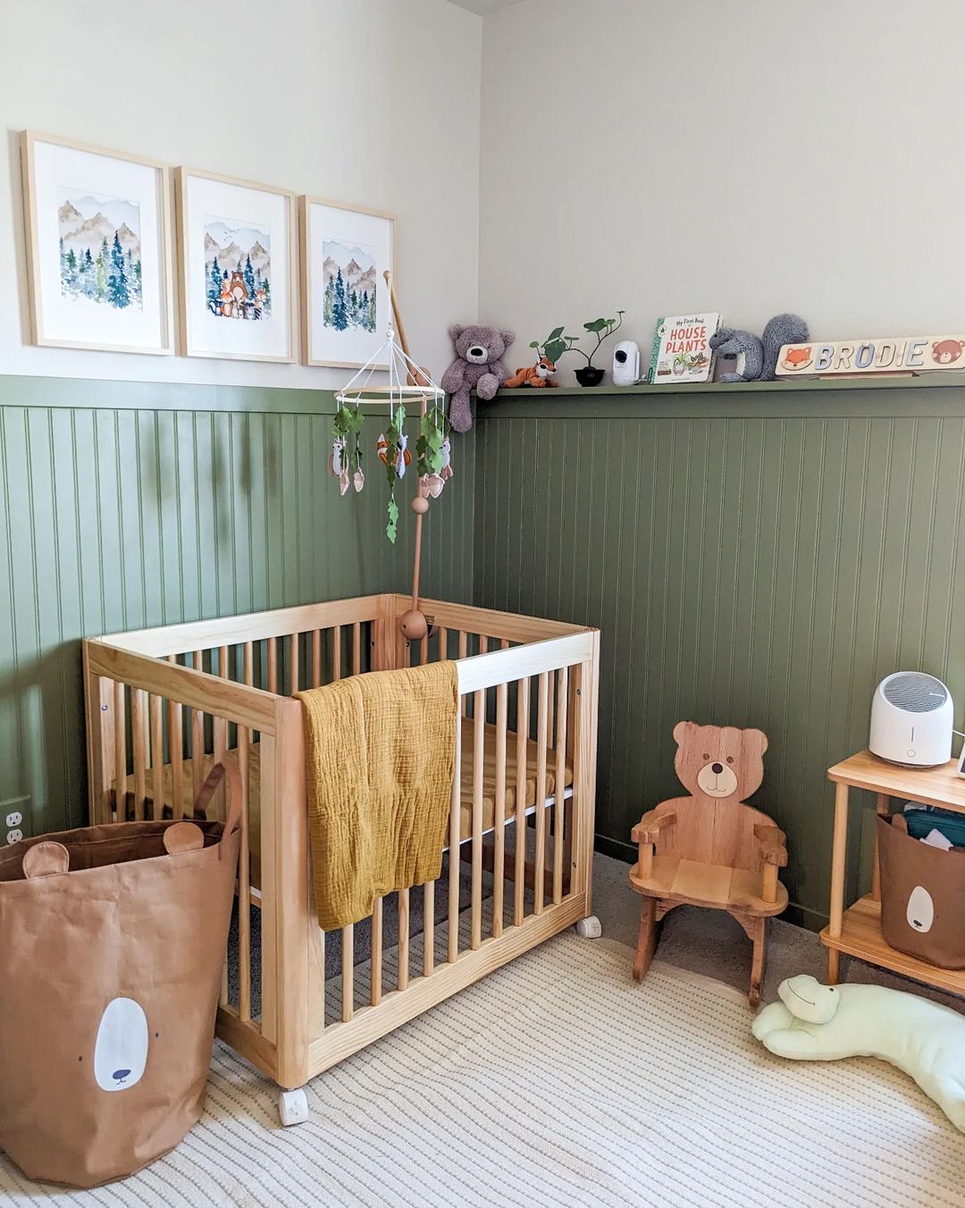 Cozy Woodland Nursery with Earthy Tones and Natural Decor