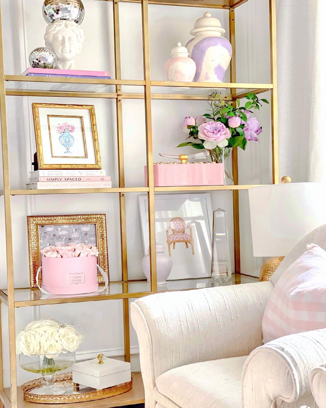 Elegant and Feminine Living Room Wall Shelves