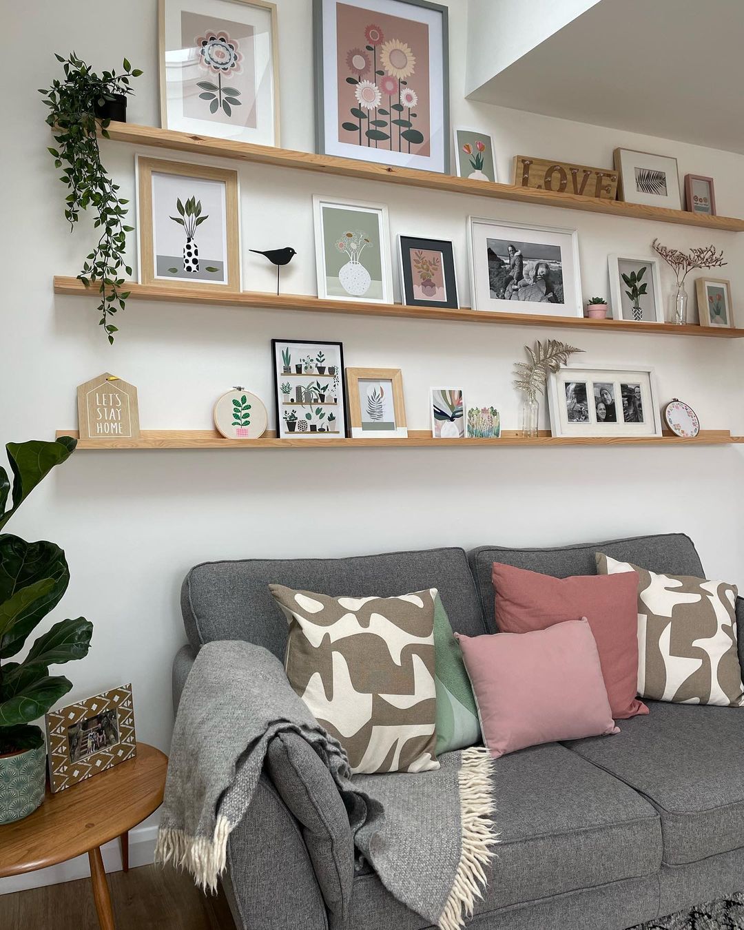 Nature-Inspired Living Room Wall Shelves