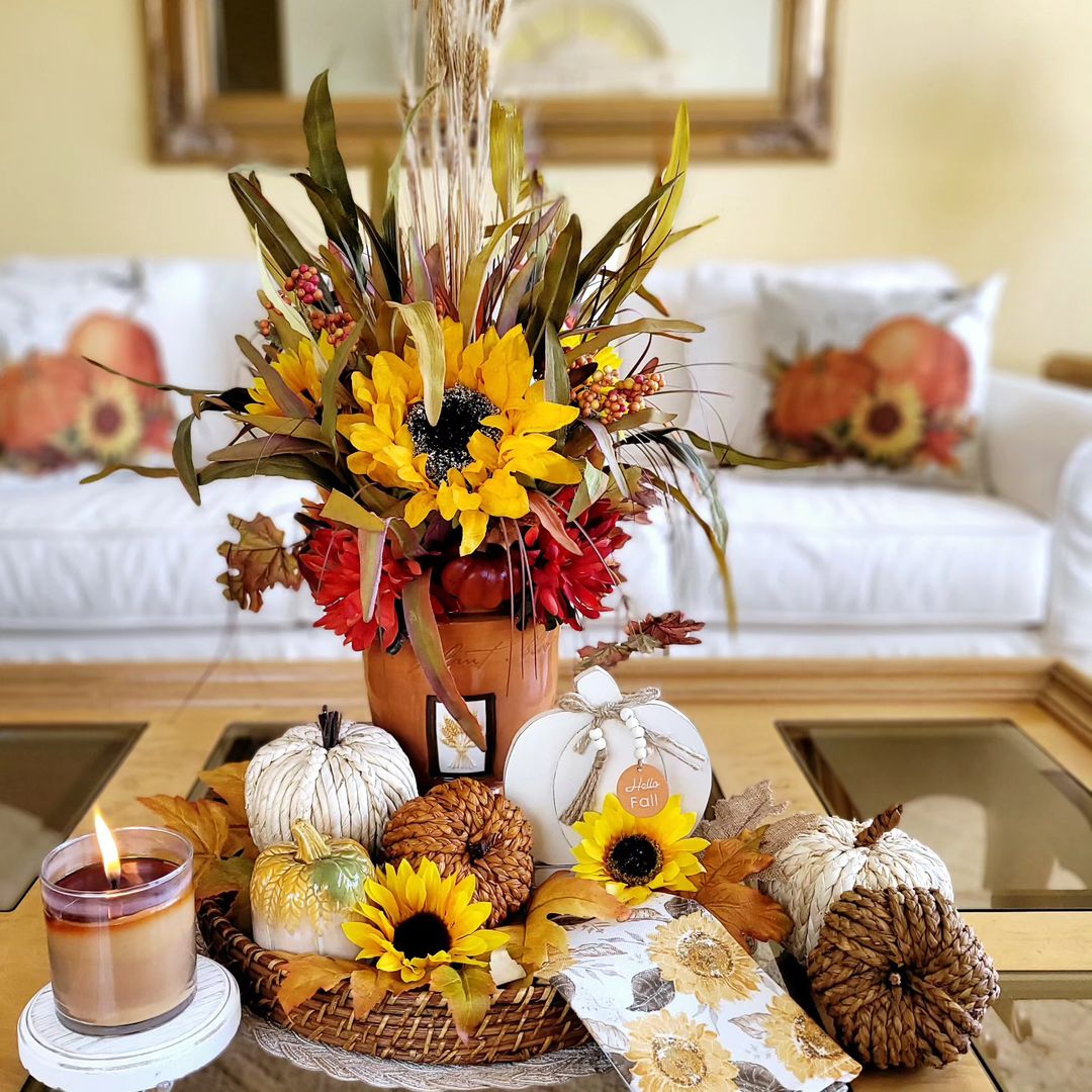 Bold Sunflowers and Rustic Accents