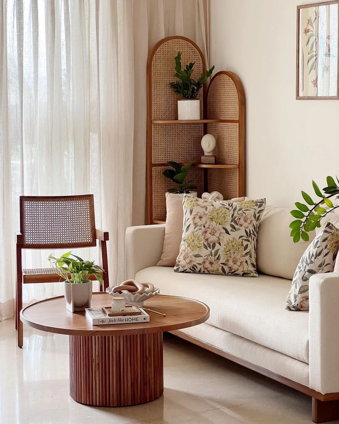 Elegant Corner with Rattan and Floral Accents