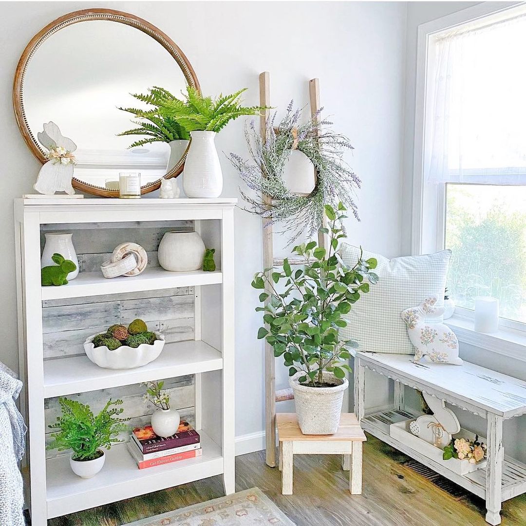 Nature-Inspired Corner with Plants and Rustic Elements