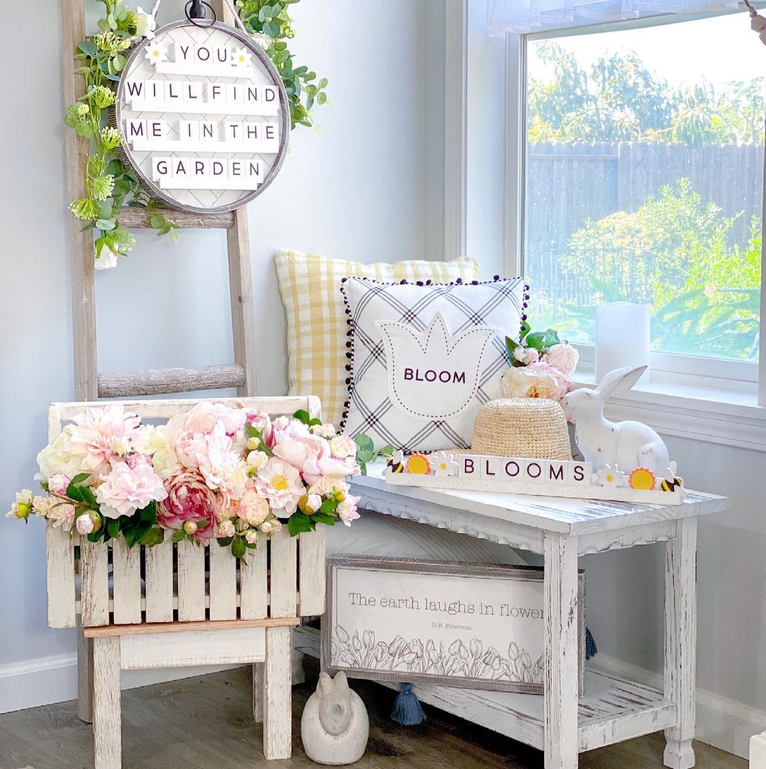 Charming Floral Corner with Rustic Accents