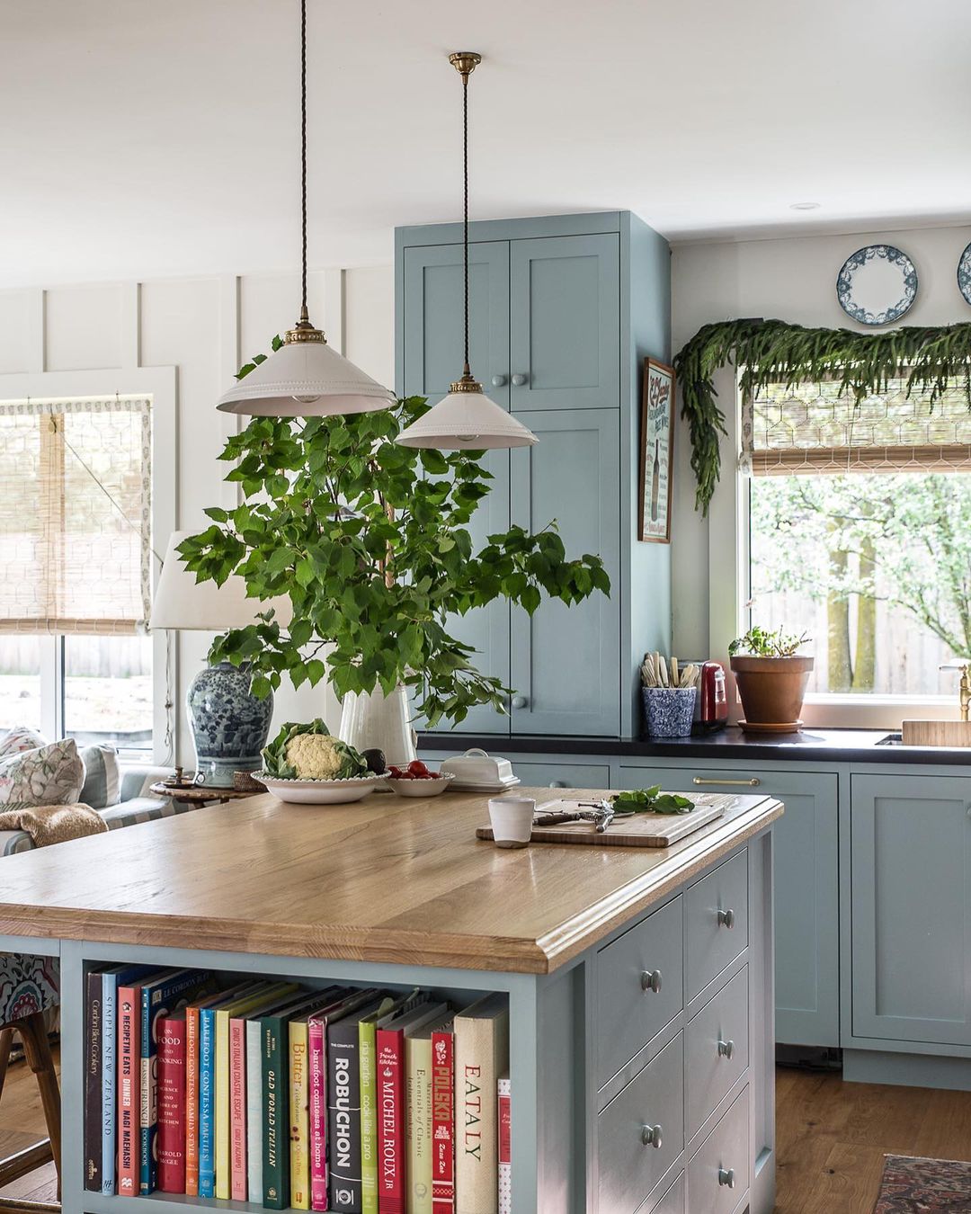 Soft Blue Cabinets with Farmhouse Charm