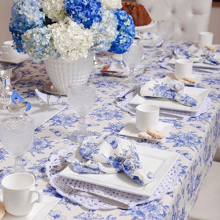 Classic Blue and White Hydrangea Centerpiece