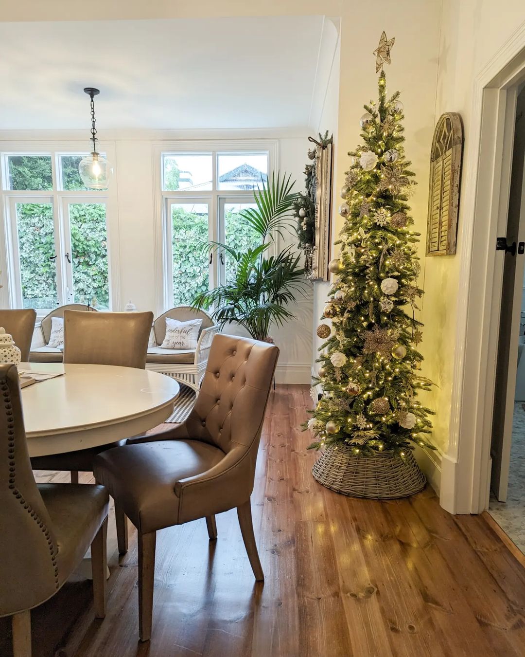 Elegant Dining Area Pencil Christmas Tree