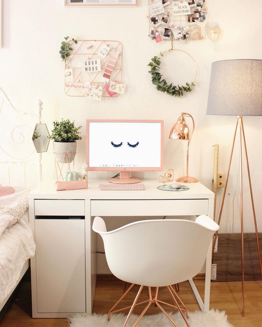 Cozy Pink Office with Rose Gold Accents