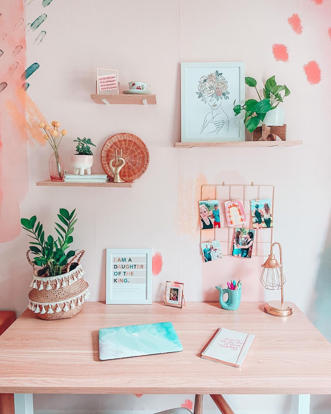 Personalized Pink Office with Inspirational Decor