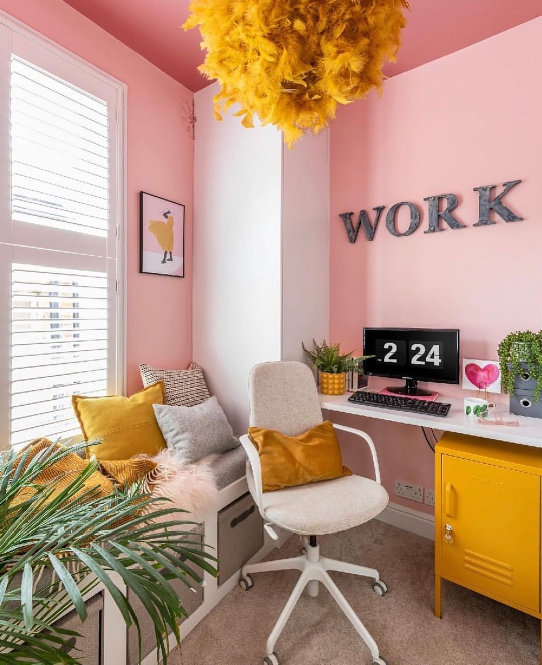 Cozy and Functional Pink Office Nook