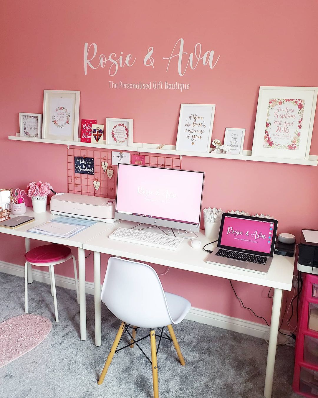 Personalized and Professional Pink Office Setup