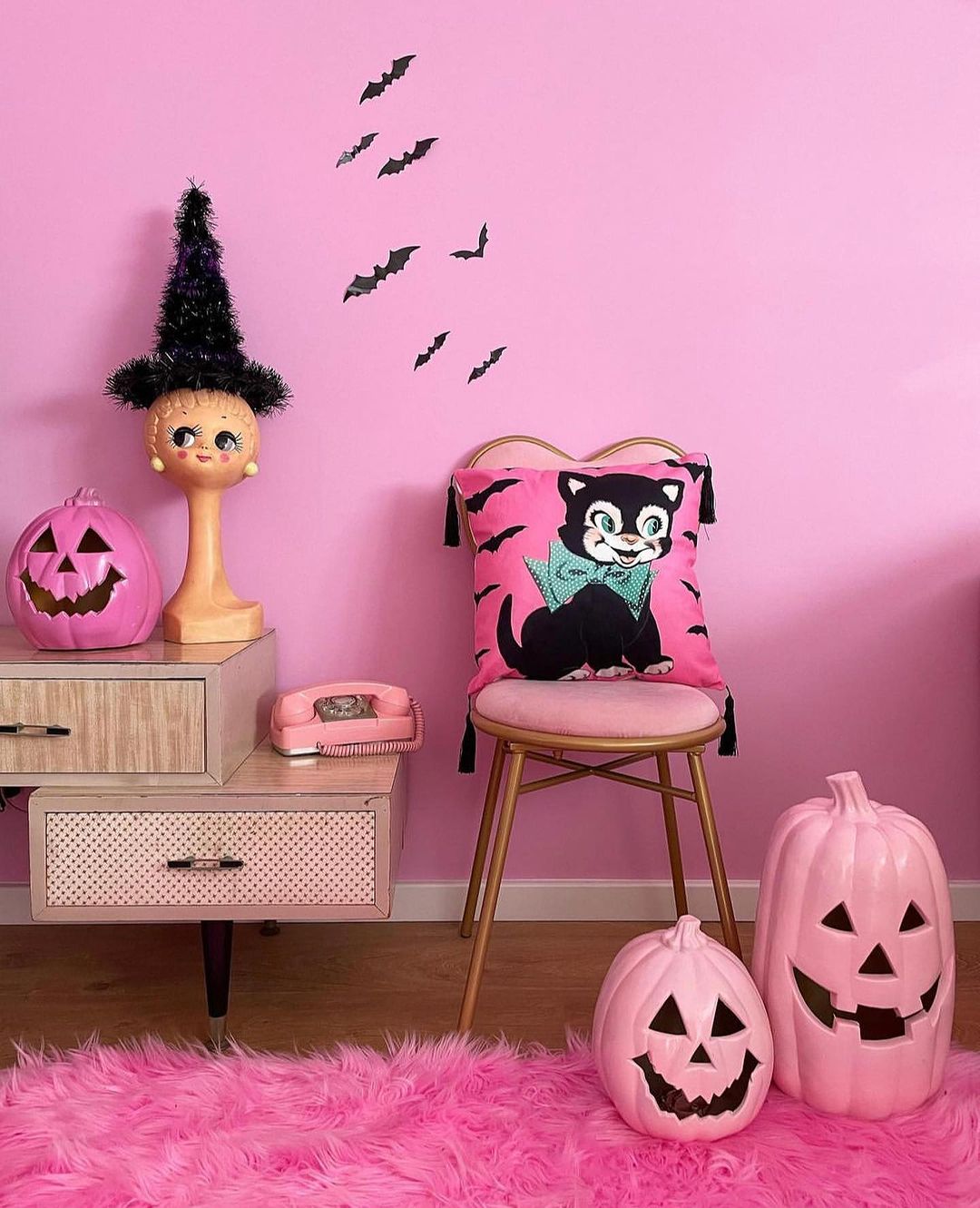 Fun Pink Halloween Corner with Playful Touches