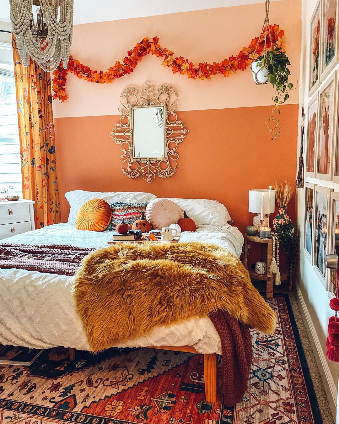 Cozy Boho Fall Bedroom with Warm Tones