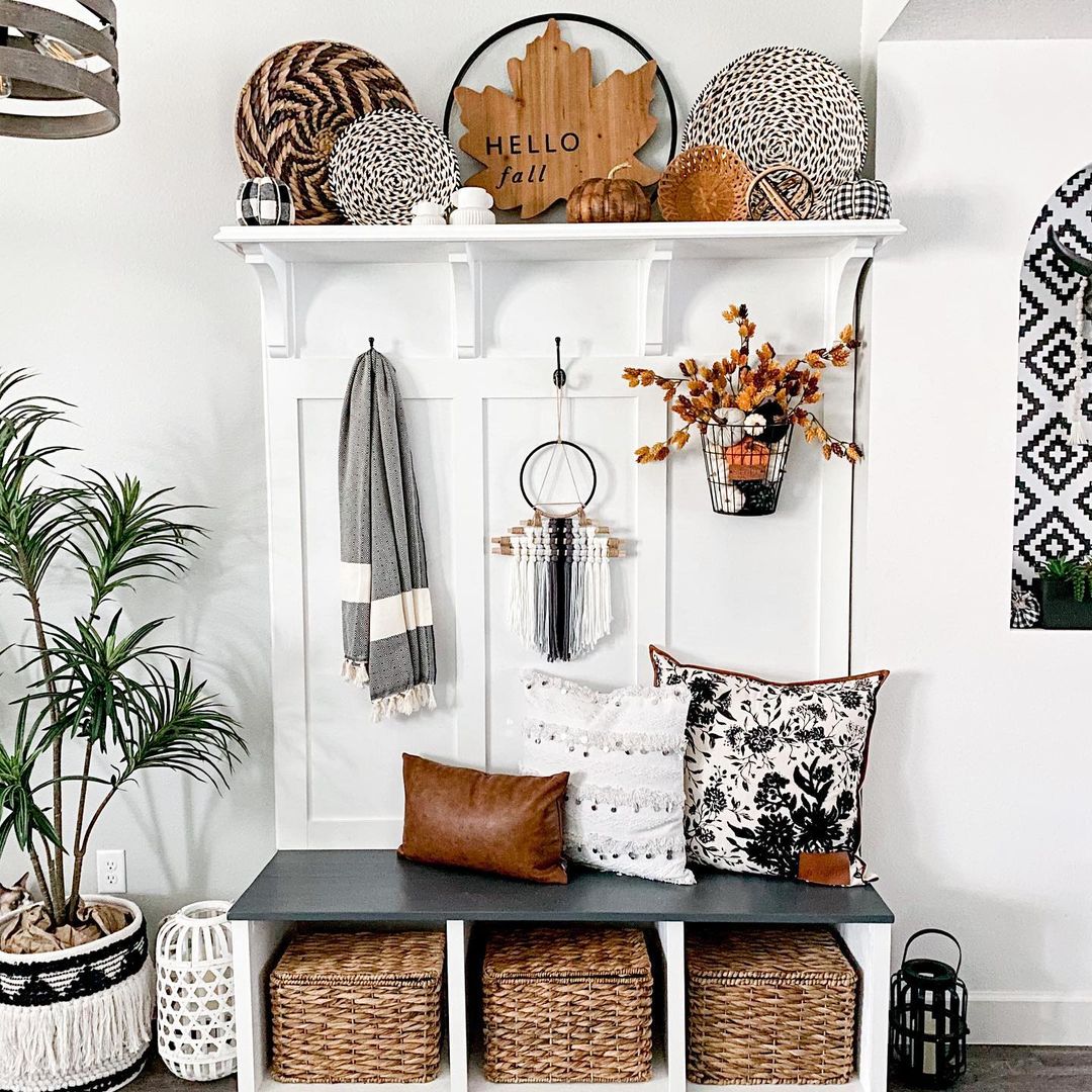 Stylish Boho Fall Entryway with Cosy Accents