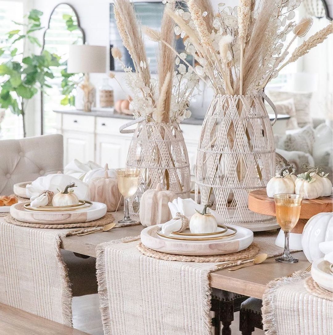 Elegant Boho Fall Table Setting with Natural Touches