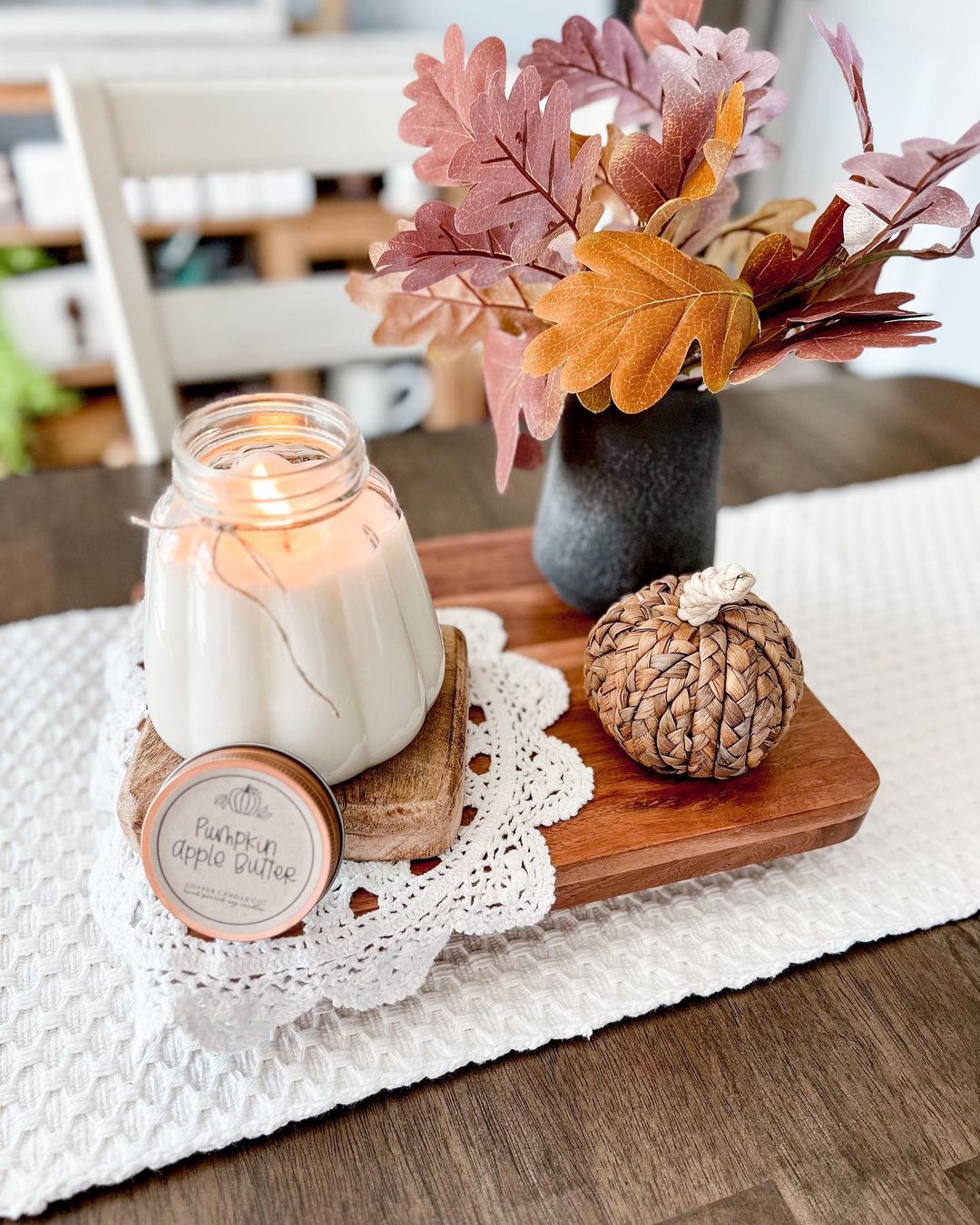 Cozy Autumn Candle and Foliage Display