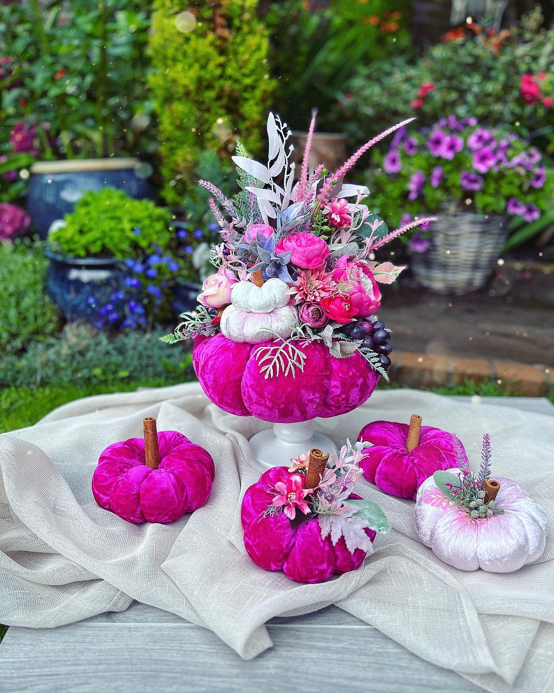 Vibrant Pink Pumpkin Display