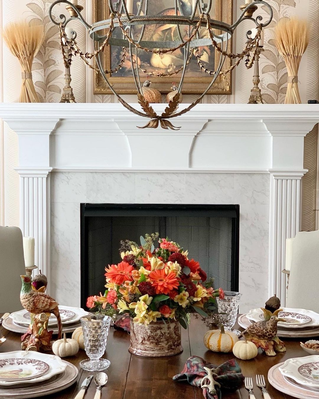 Classic Autumn Floral Centrepiece with Seasonal Accents