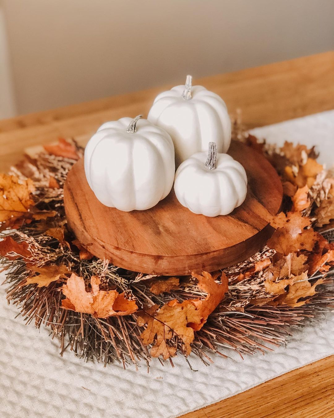 Minimalist White Pumpkin Display