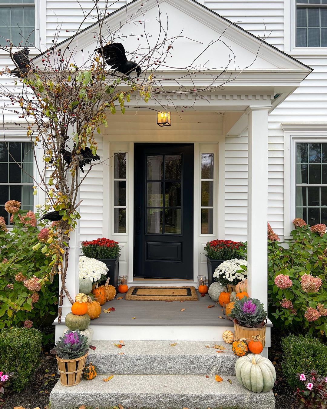 Elegant Fall Porch with Subtle Spooky Accents