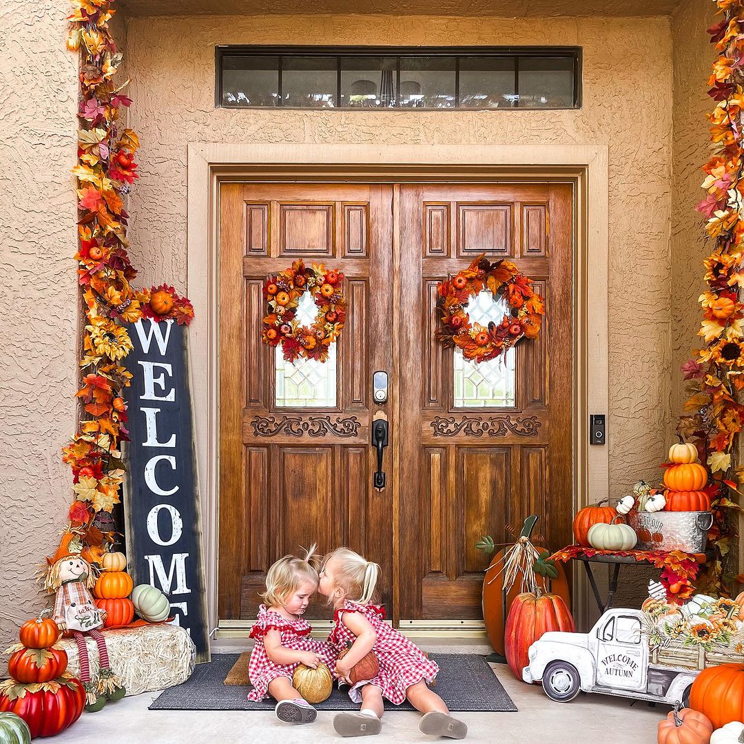 Welcoming Fall Porch with Family Touch