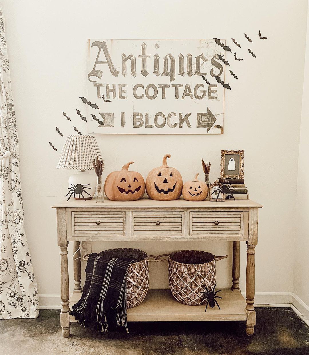 Style a Rustic Console Table with Subtle Halloween Accents