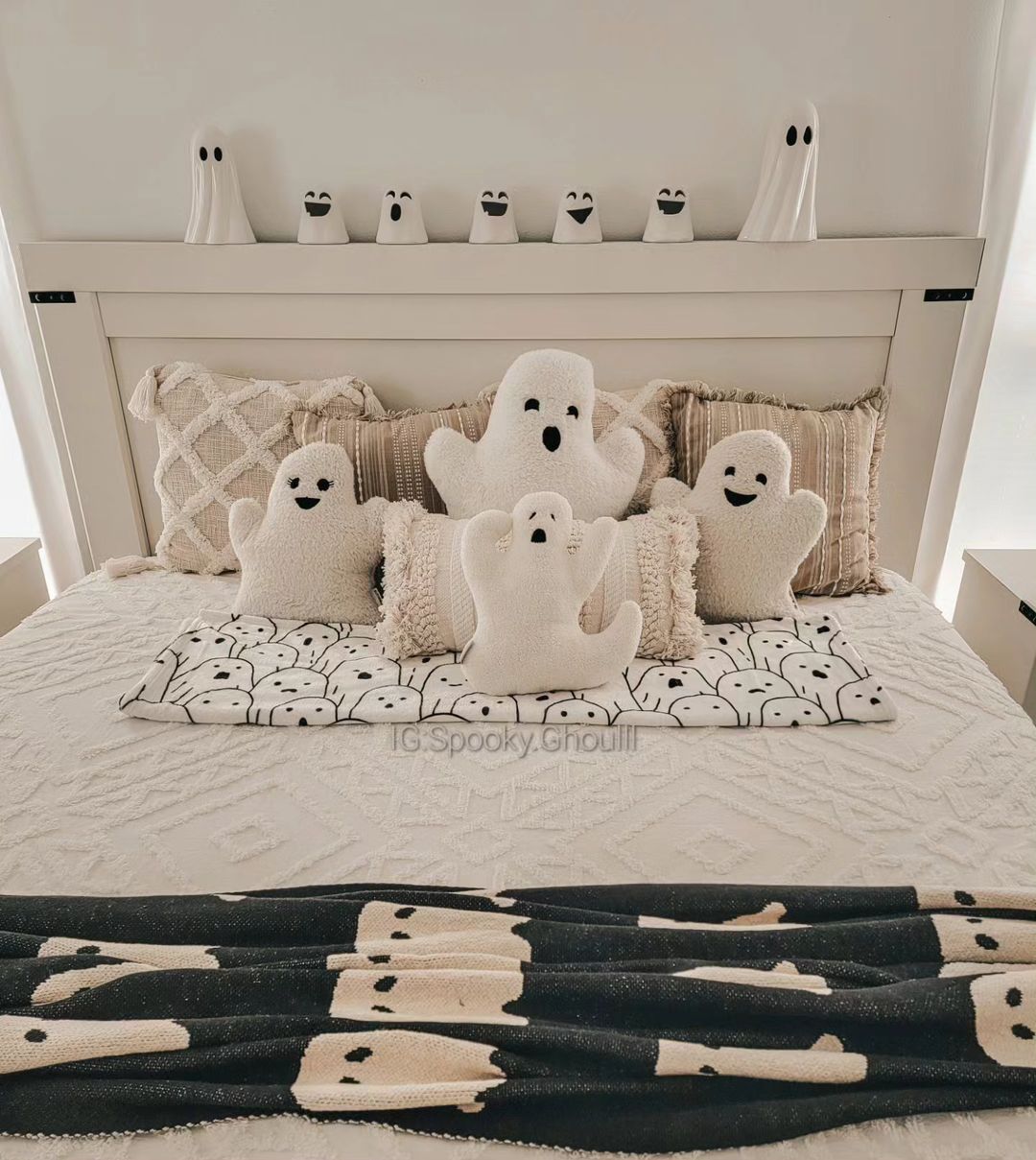 Create a Cozy Halloween Bed with Neutral Ghost Accents