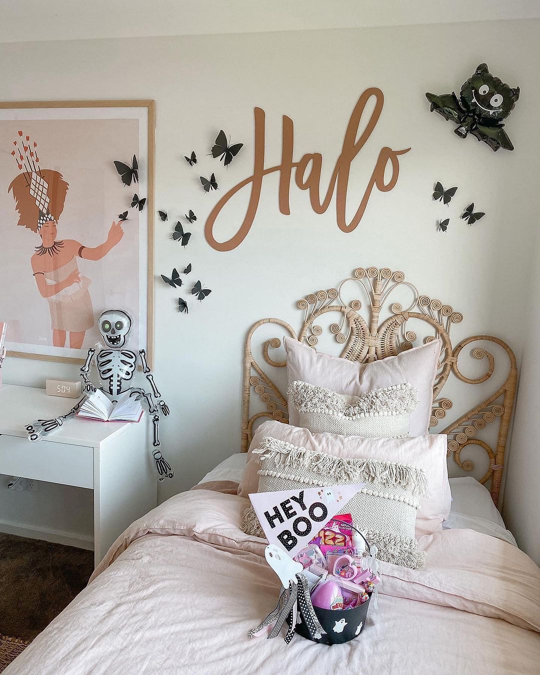 Add Whimsical Halloween Details to a Neutral Bedroom