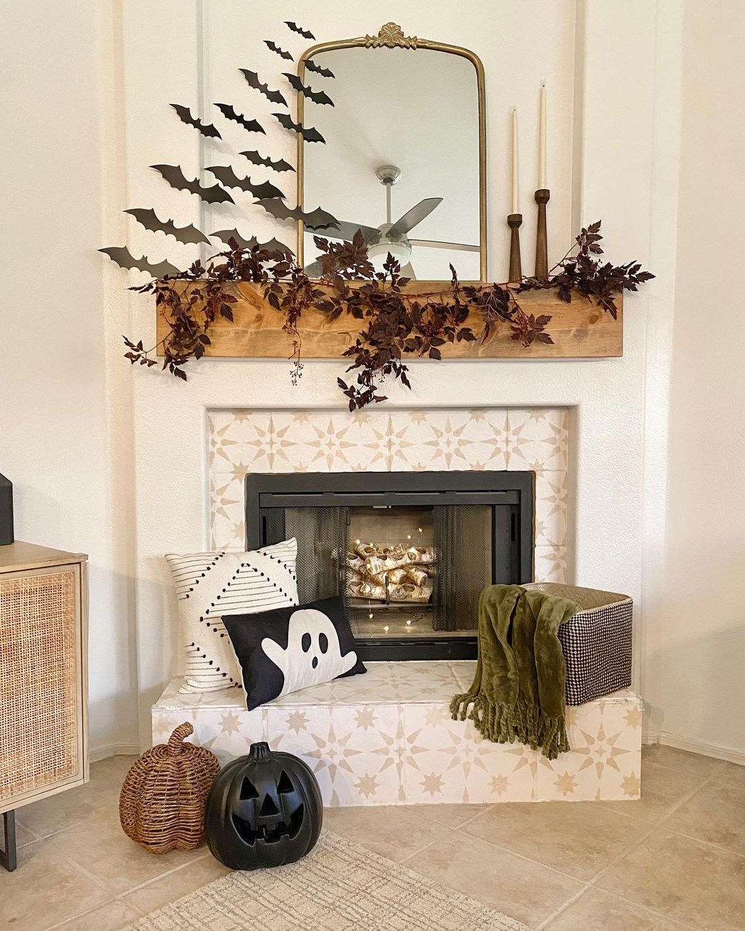 Style a Fireplace with Elegant Halloween Details