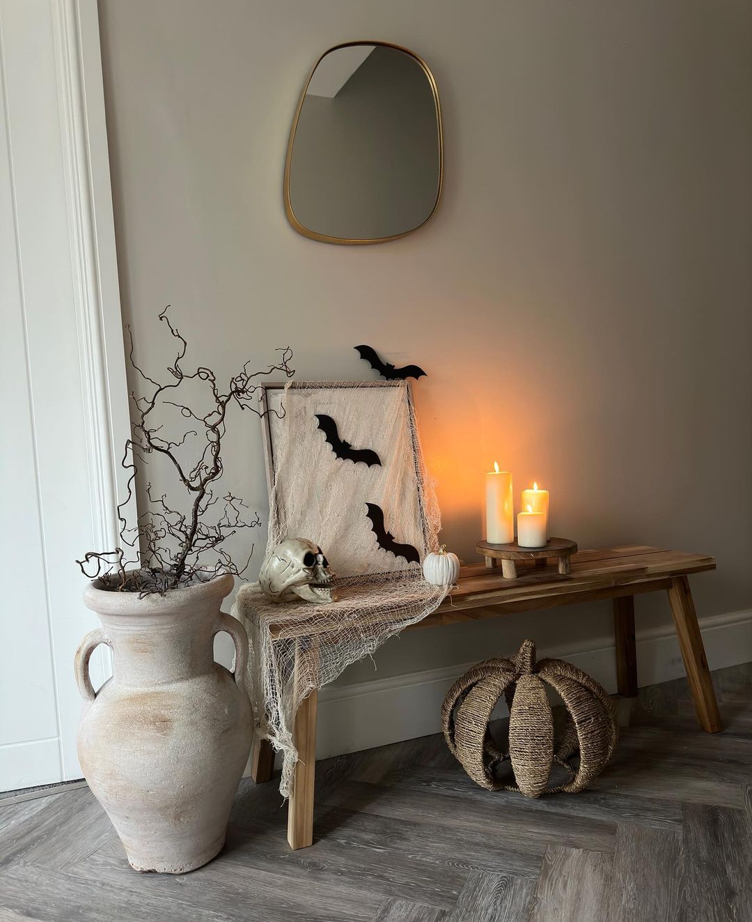 19. Create a Minimalist Halloween Corner with Natural Elements