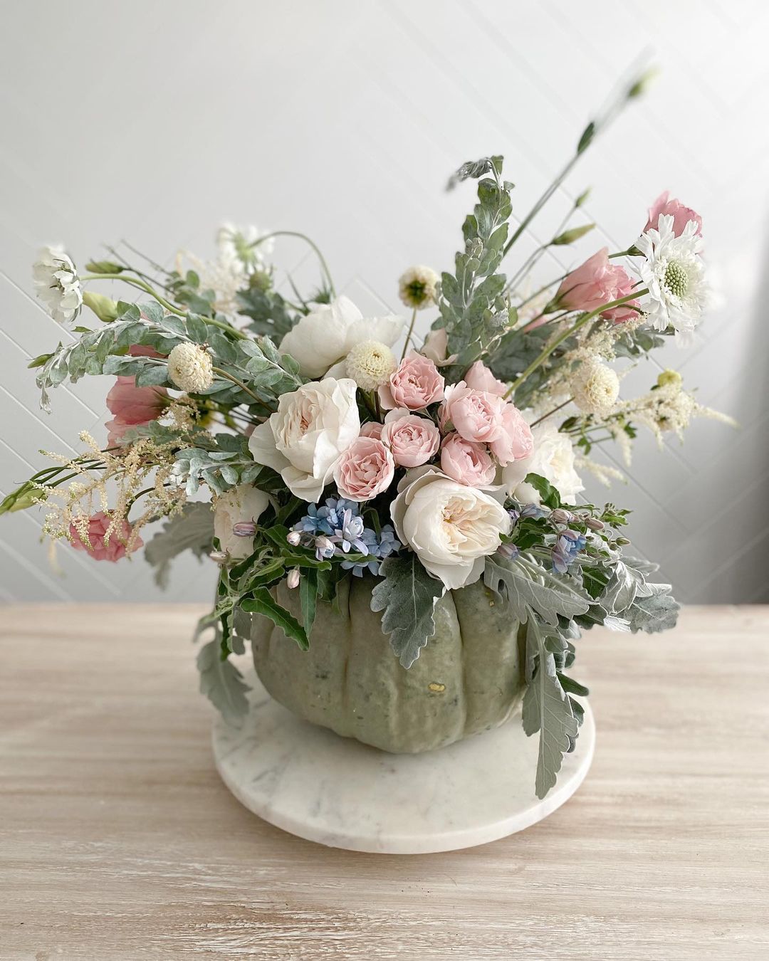 Soft Pastel Pumpkin Floral Arrangement