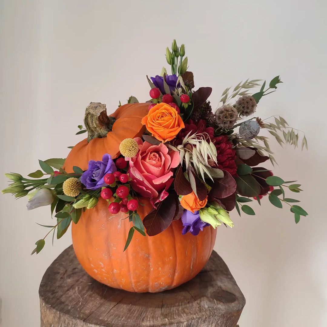 Soft Pastel Pumpkin Floral Arrangement