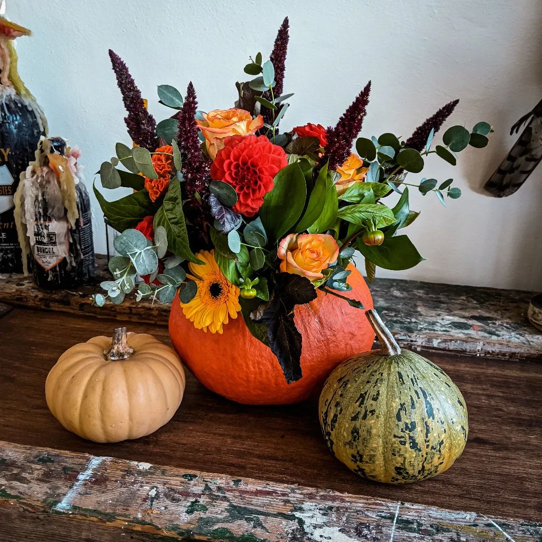 Rustic Fall Pumpkin Floral Centerpiece