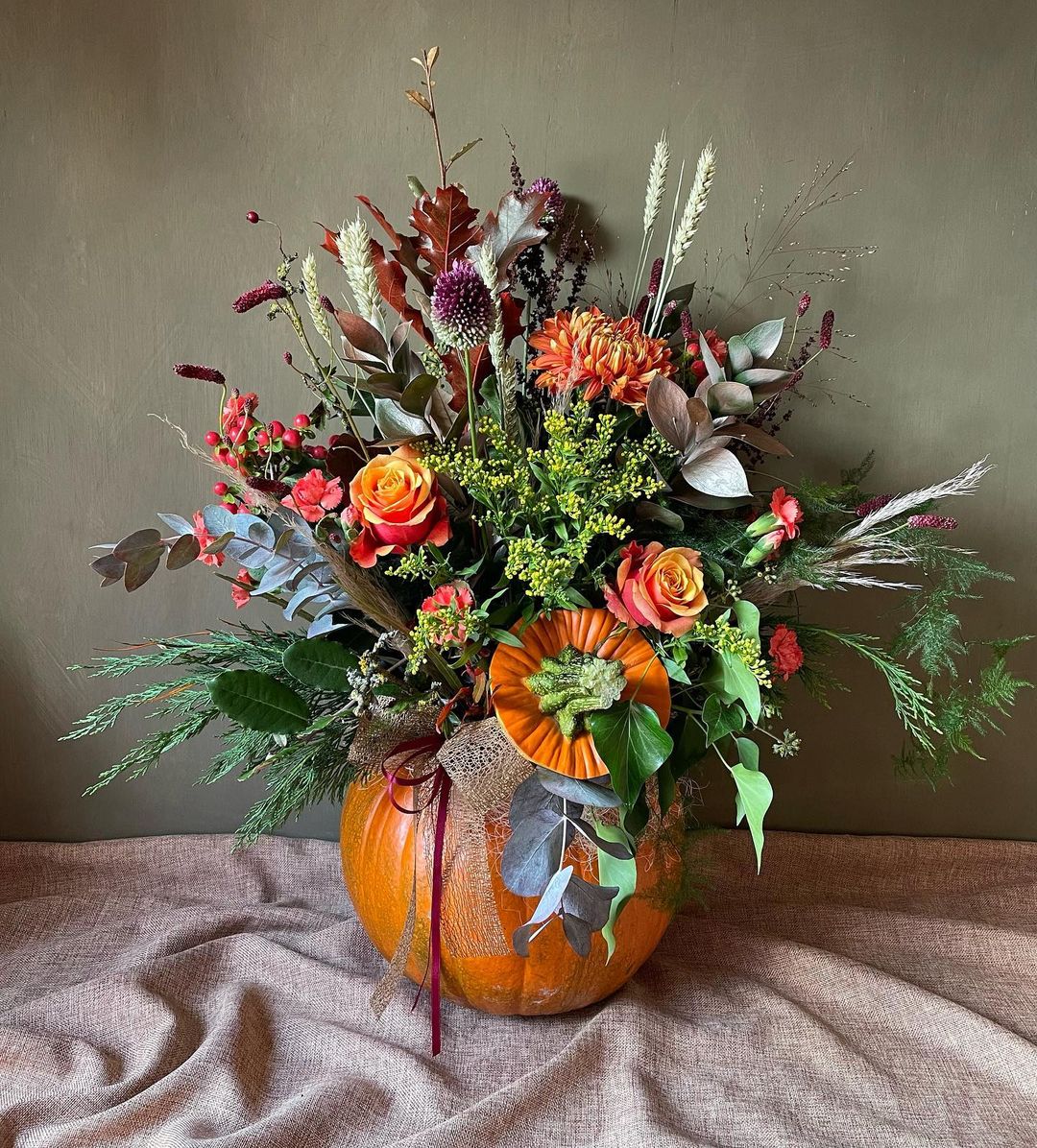 Harvest Abundance Pumpkin Floral Arrangement