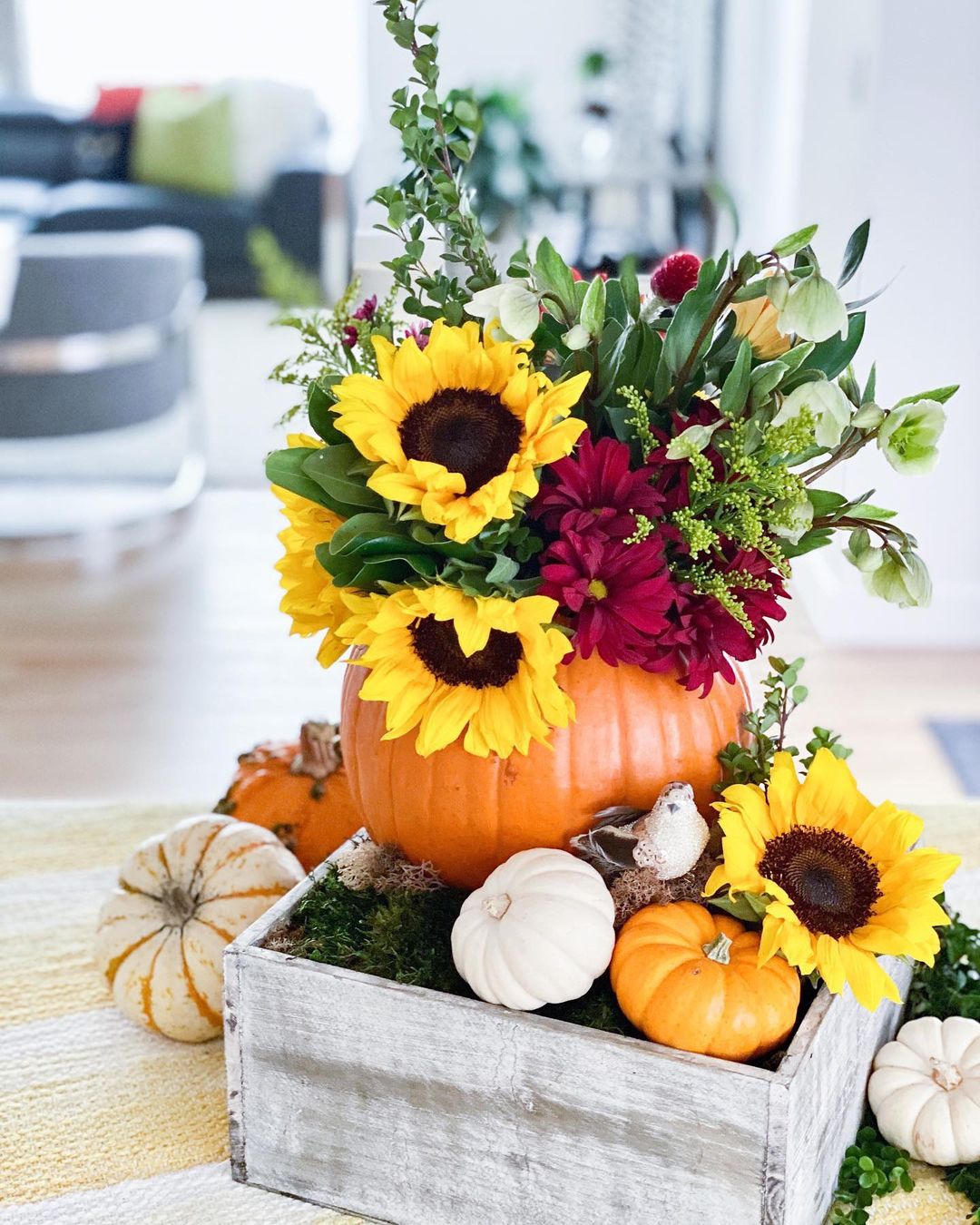 Sunflower Pumpkin Floral Centerpiece