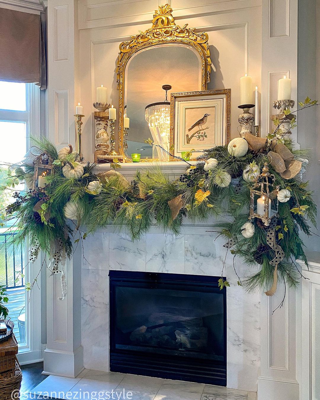 Classic Elegance with Natural Greenery and Gold Touches