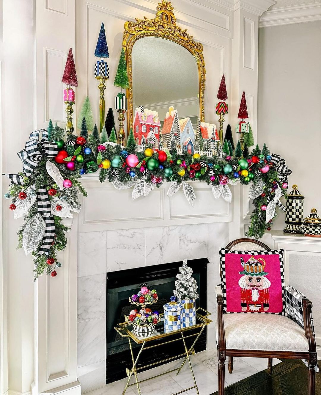 Whimsical Christmas Mantel with Colourful Accents