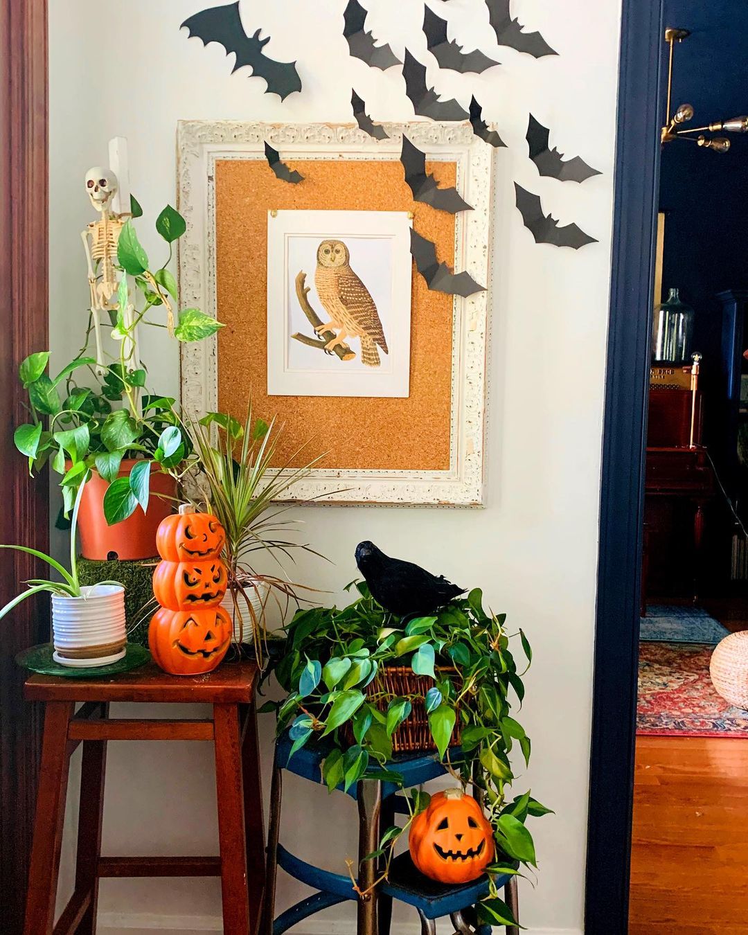 Incorporate Greenery for a Spooky Yet Natural Halloween Nook