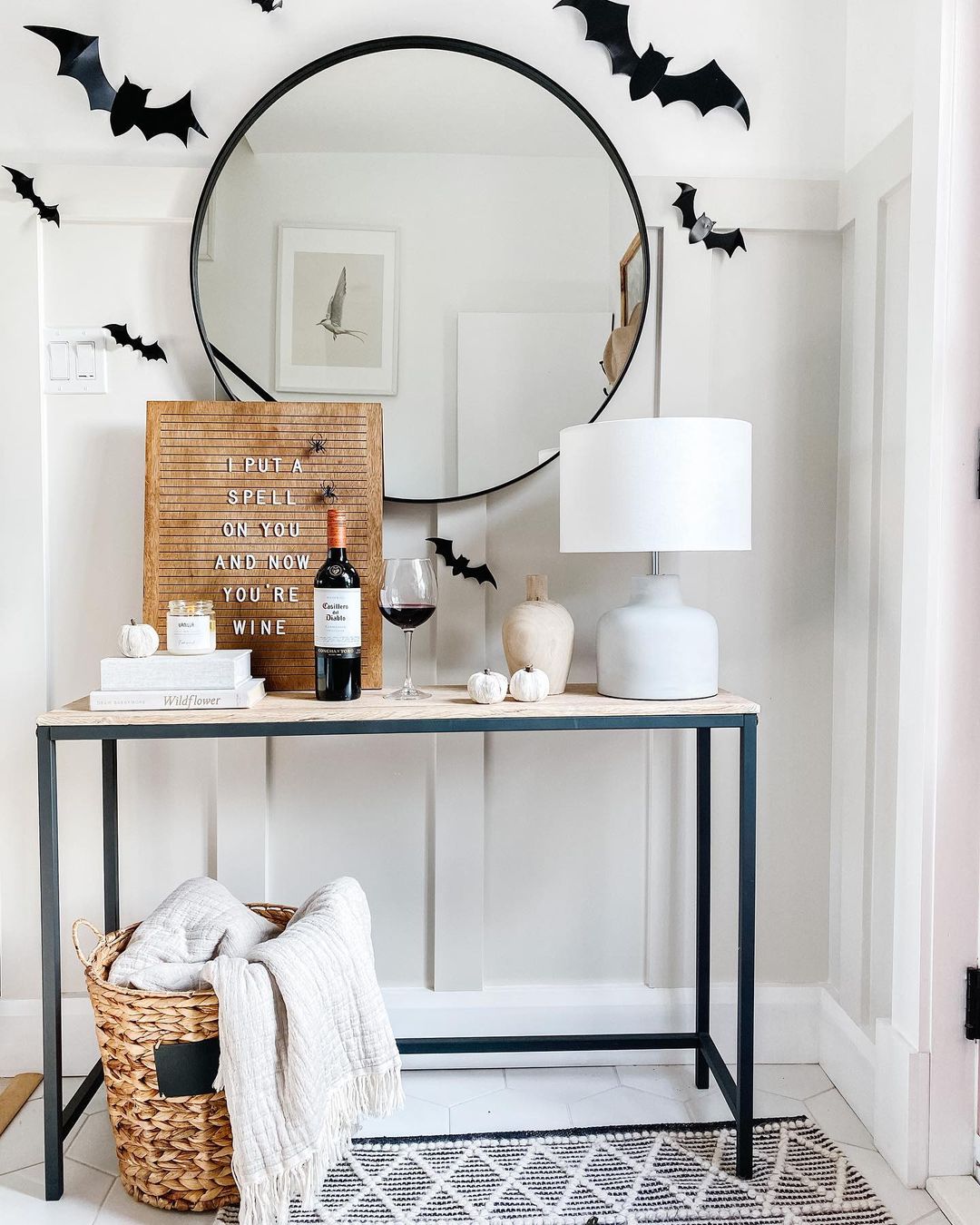 Playful and Chic: Halloween-Inspired Entry Table Decor