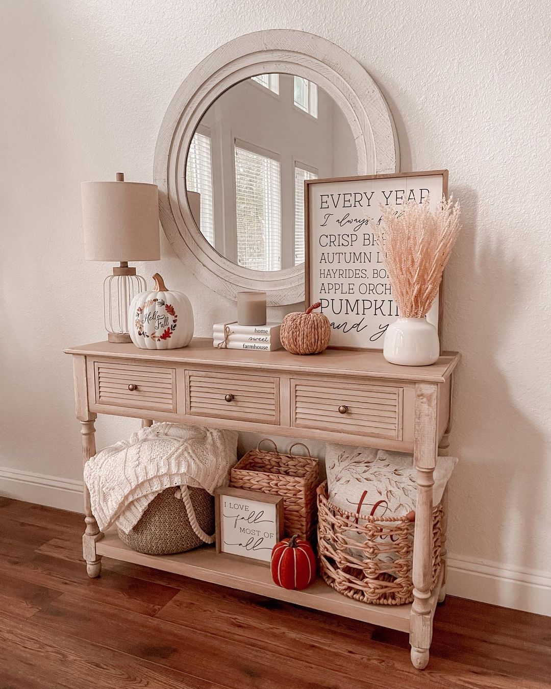 Embrace Cozy Neutrals for a Subtle Fall Console Display