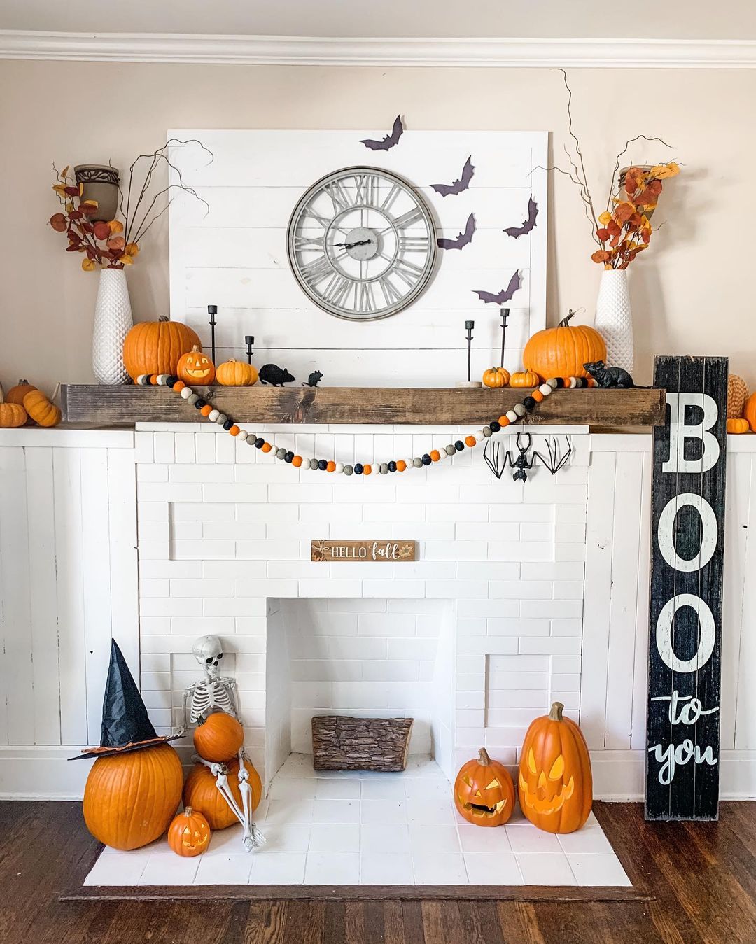 Playful Halloween Mantel with Bold "Boo" Statement