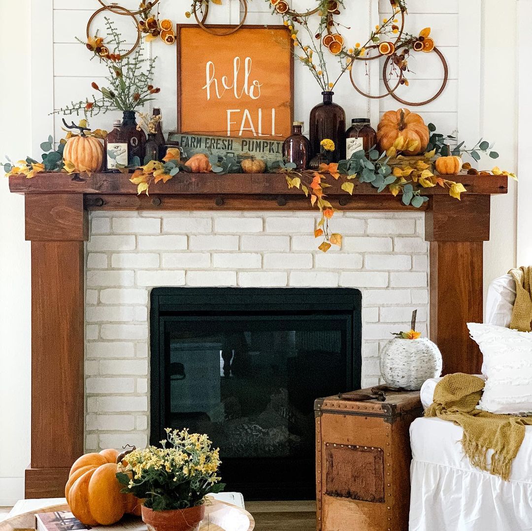 Charming Autumn Mantel with Vintage Accents