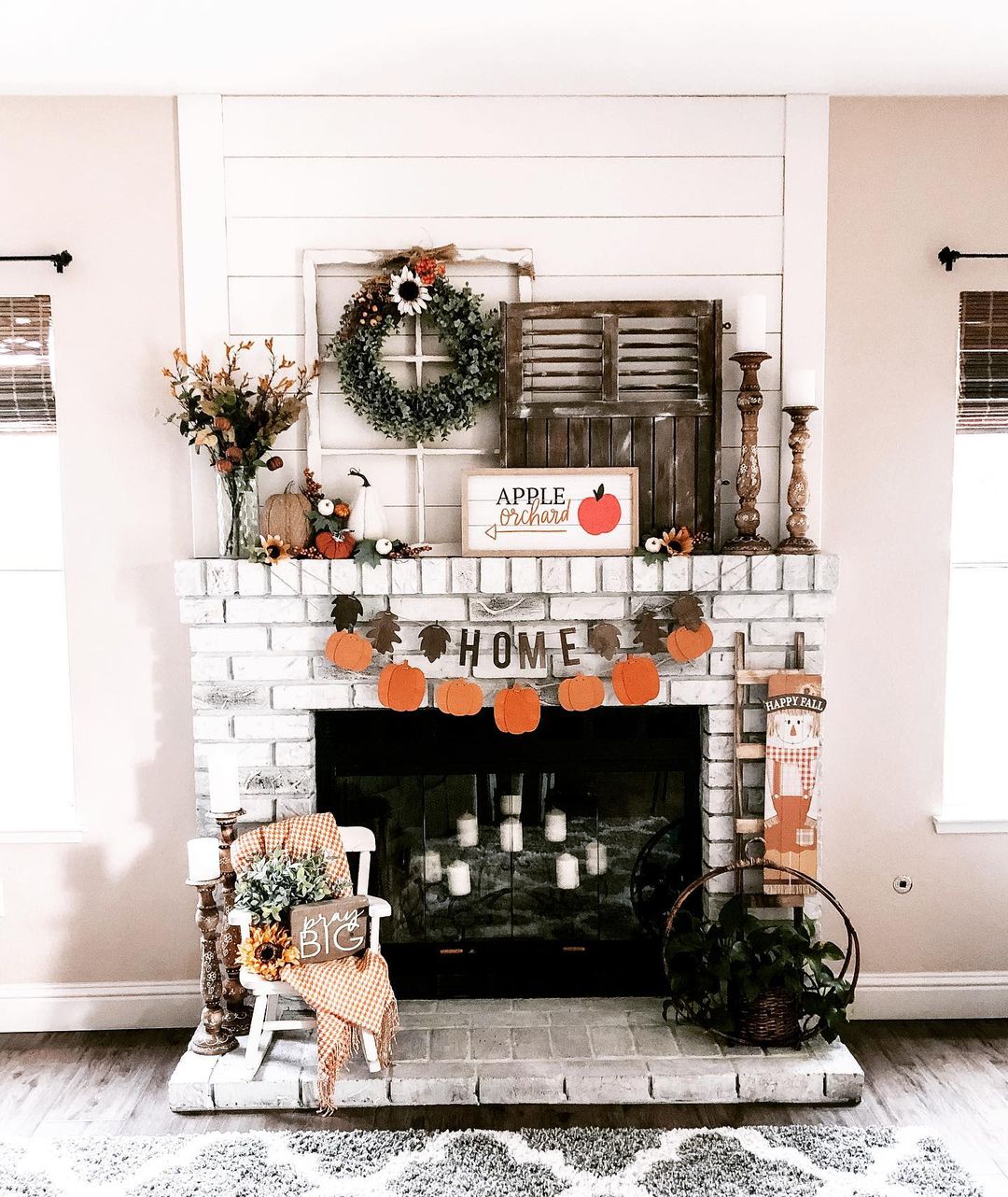 Cozy Fall Fireplace with Farmhouse Touches