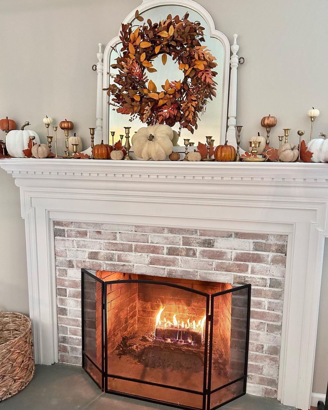 Classic Elegance with Gold Accents and Autumnal Wreath