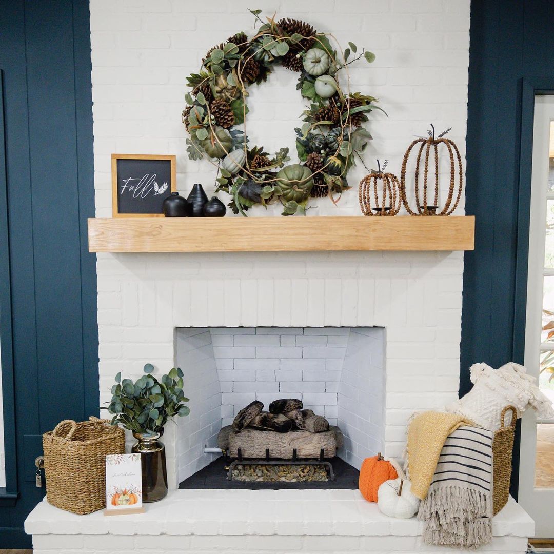 Modern Minimalist Fall Mantel