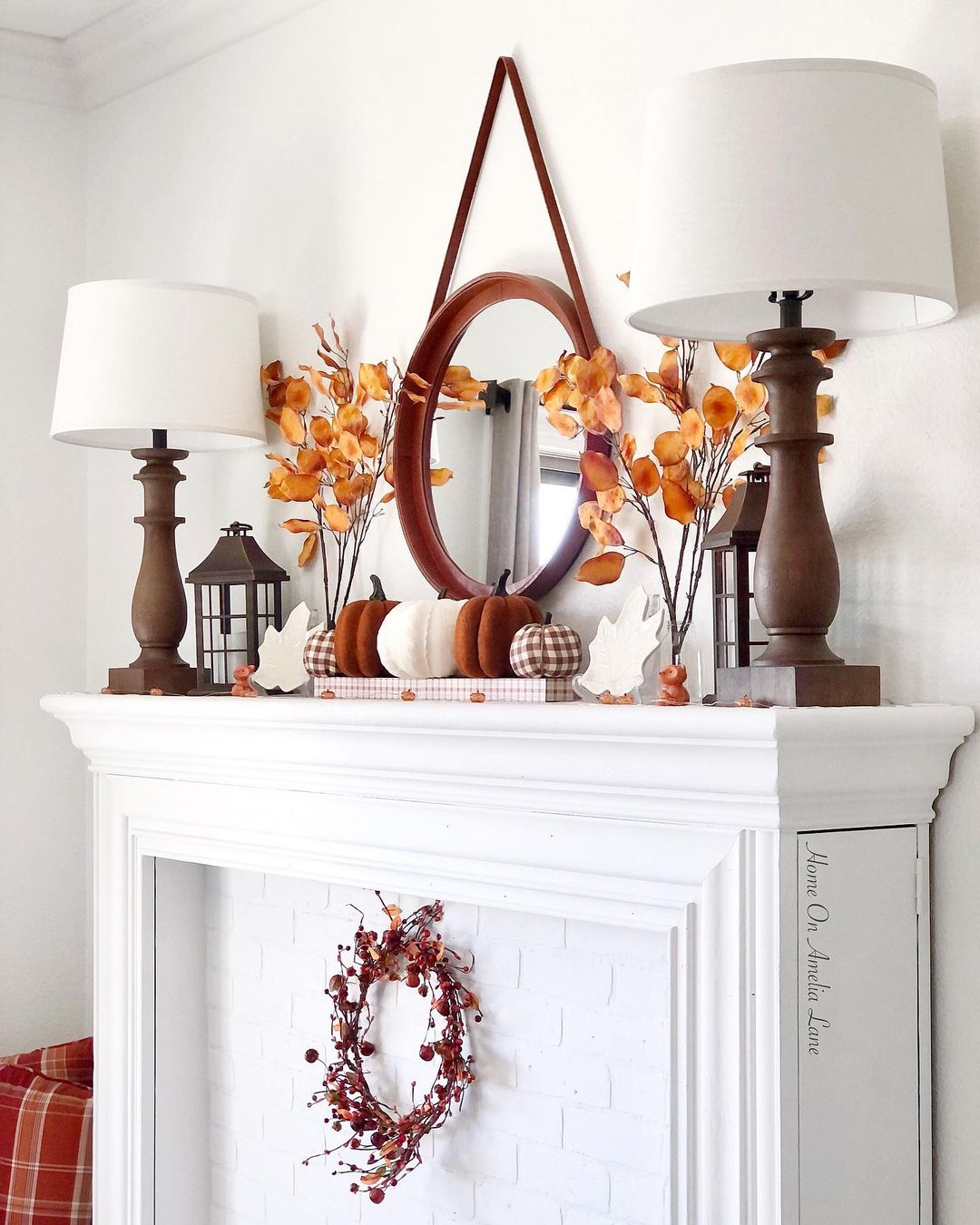 Balanced and Elegant Fall Mantel