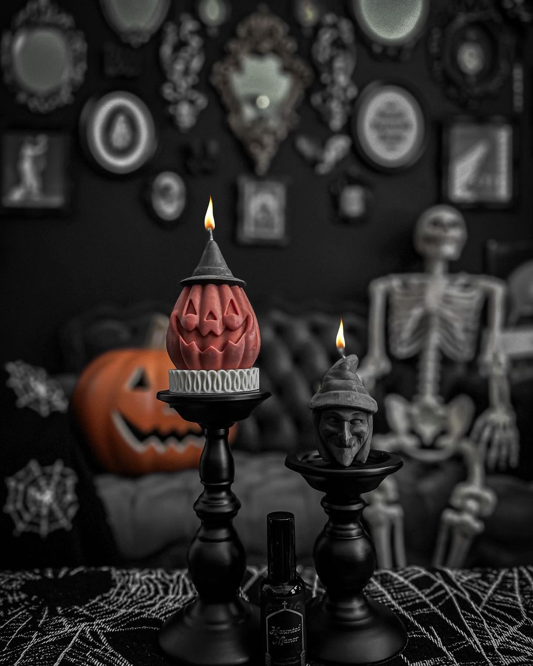 Set a Spooky Gothic Vibe with Candlelit Jack-o'-Lanterns and Witch Candles