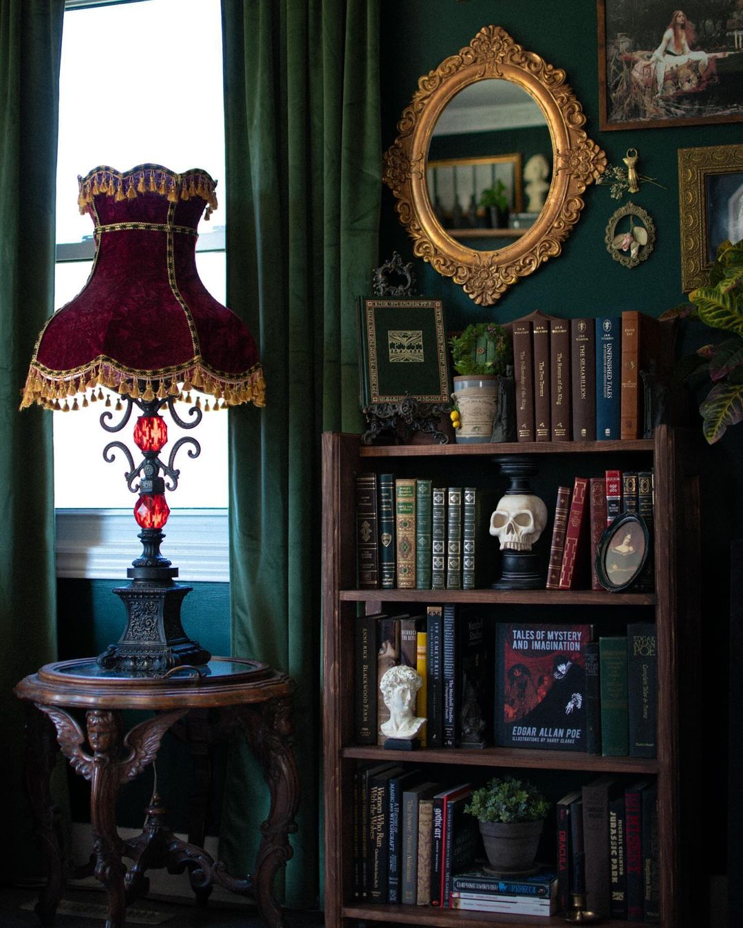 22. Curate a Vintage Gothic Library with Luxurious Decor